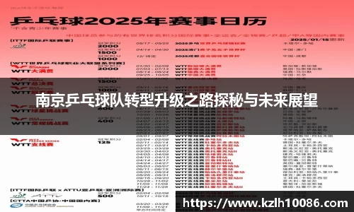 南京乒乓球队转型升级之路探秘与未来展望
