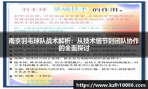 南京羽毛球队战术解析：从技术细节到团队协作的全面探讨